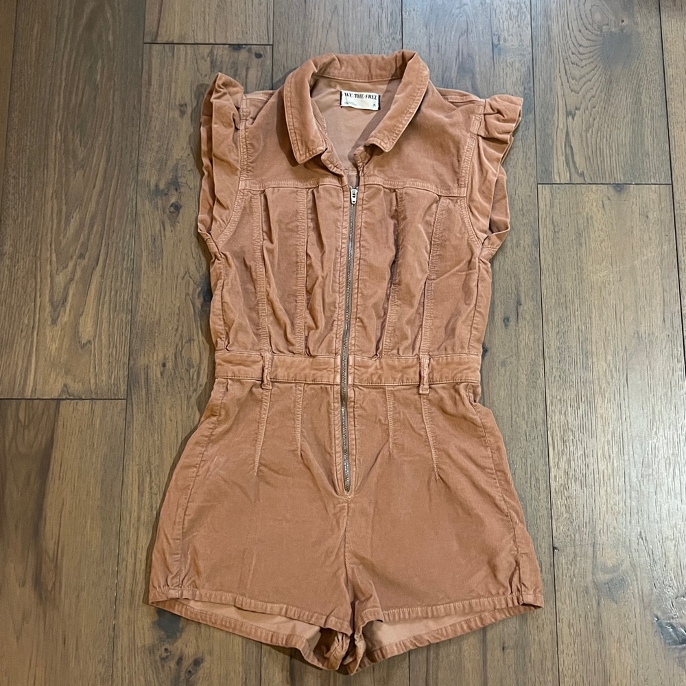 Free people stretch, corduroy romper with zipper size medium